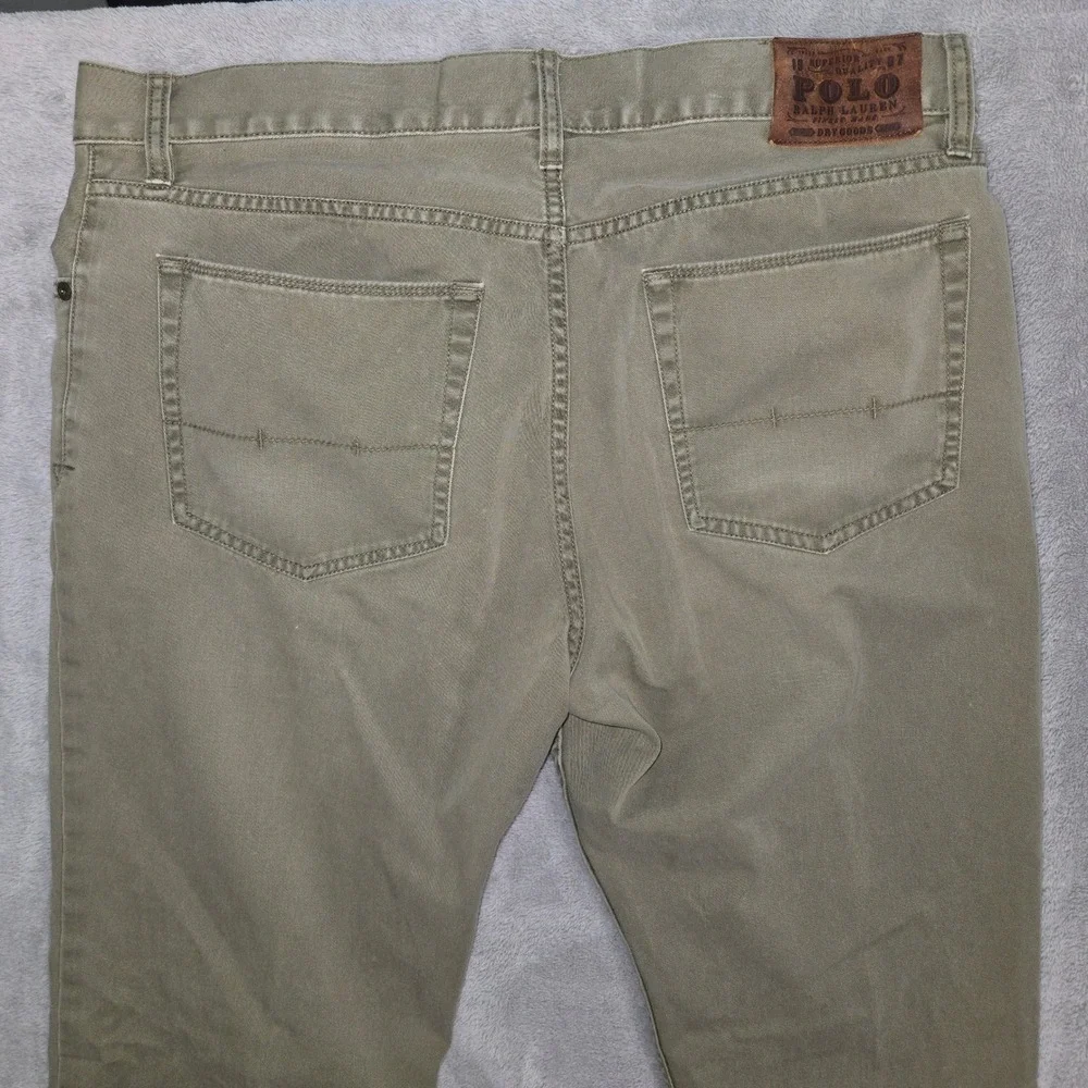 Polo Ralph Lauren Mens Chino Jeans 35/32 Olive Green Cotton Straight Leg